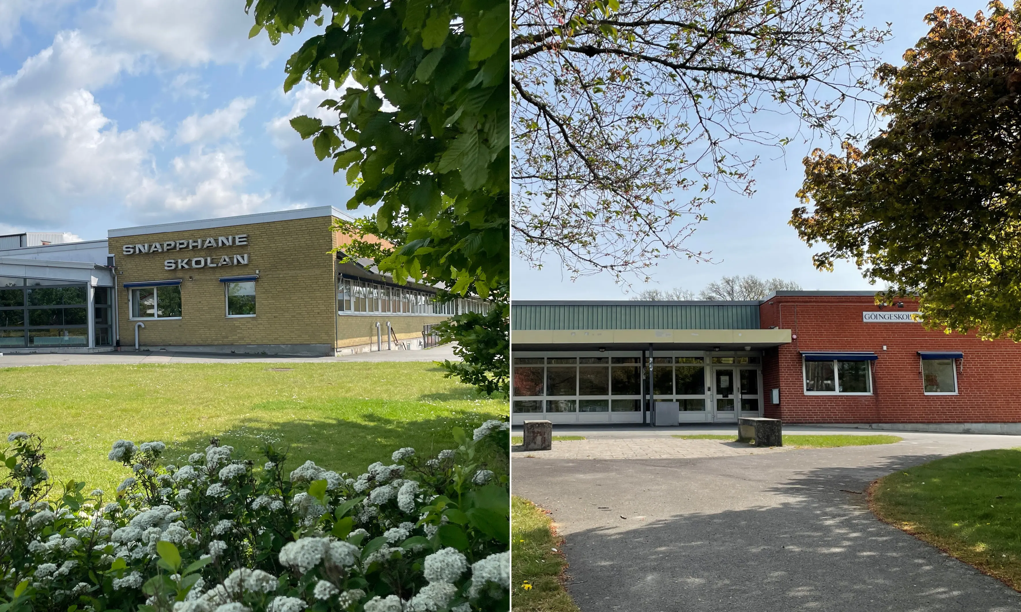Bildmontage med två bilder på skolor.